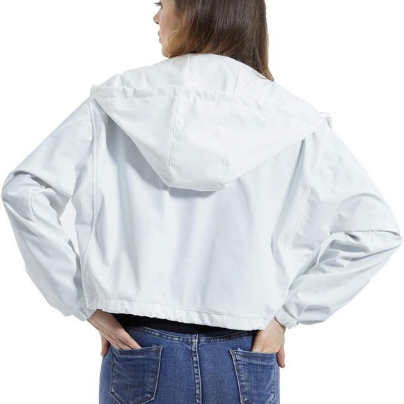 DIASHINY Fall Hooded Loose Jacket For Women, Zip Up Rain Coat Windbreaker - Picture 3 of 7